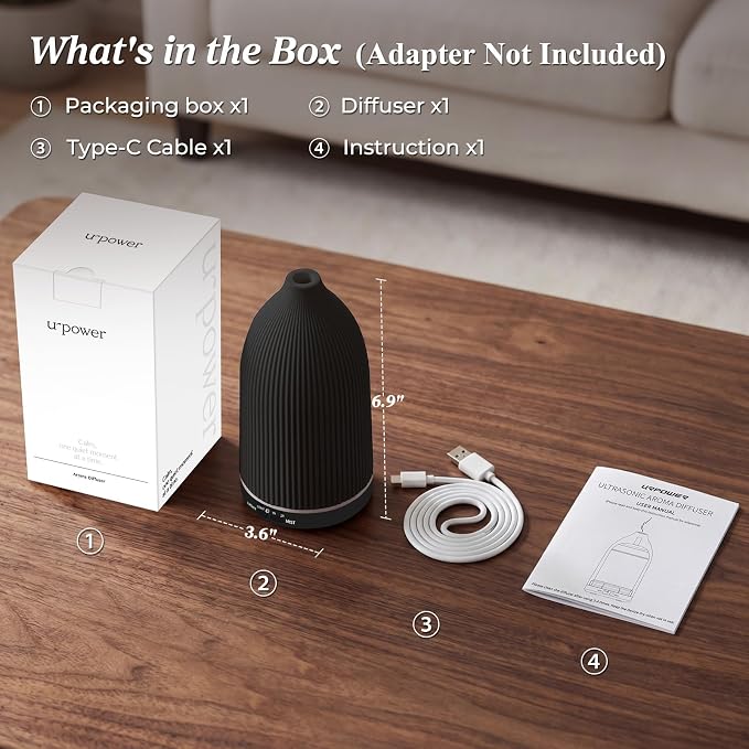 URPOWER 150ML Essential Oil Diffuser Ultrasonic Cool Mist Humidifier with 7 LED Lights, Timer & Auto-Off Quiet Aromatherapy Scent Diffuser for Home Bedroom Office Relaxation