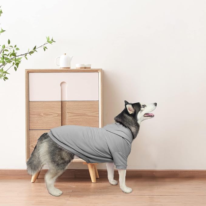 BINGPET Dog Hoodie for Large Dogs, Soft Pullover Pet Sweater | Warm Dog Sweatshirt Clothes, Winter Hooded Outfit for Girl Boy Dogs Puppy, French Pitbull Cold Weather Coats Wear, Grey XXL