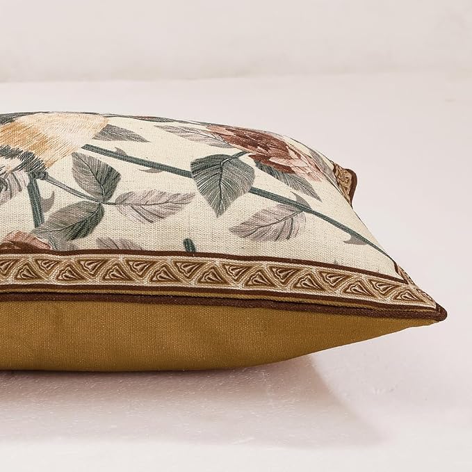 patdrea Designer Vintage Linen Throw Pillow Cover,12"x20"-ParkerEstate B | Decorative Pillow Case with Zipper,Bird and Floral Pattern,Cushion Coverfor Couch Living Room Bedroom Sofa