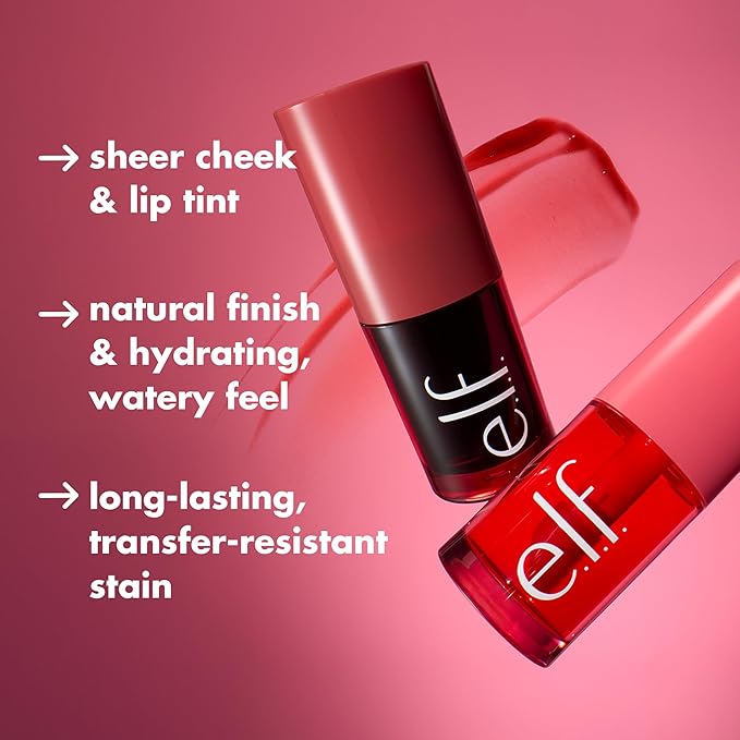 e.l.f. Sheer For It Blush Tint, Multi-Use, Long-Lasting Lip & Cheek Makeup, Creates A Natural Flush Finish, Vegan & Cruelty-Free, Cherry Cola