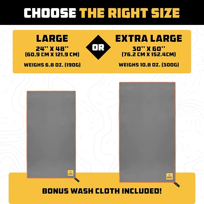 Wise Owl Outfitters Microfiber Camping Towel - Quick Dry Towel for Travel, Backpacking, Hiking, Beach, Gym & Yoga - Compact, Fast Drying & Lightweight