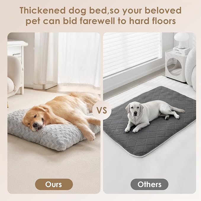 EHEYCIGA XXL Dog Bed 47x29 Inch, Extra Large Pet Beds for Dogs, Grey | Washable, Plush and Comfy Kennel Pad, Soft Dog Crate Mat, Deluxe Sleeping Mat for Dogs Up to 100 lbs