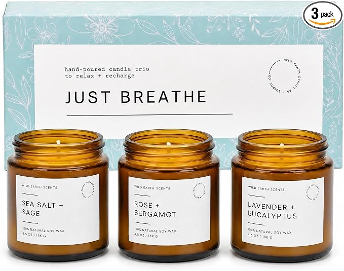 Unboxme Scented Candles Gift Set for Women, 3 Pack Aromatherapy Soy Wax Candles, Hand Poured with Essential Oils for Stress Relief