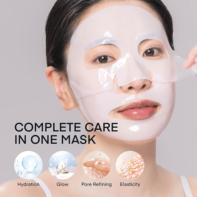 TEREZ & HONOR Korean Real Deep Bio Collagen Face Mask - 16 ea x 33g 100 Dalton Ultra Low Marine Collagen Overnight Hydrogel Masks for Glass Glow Skin, Hydration, Pore, Elasticity, Firming, Unscented