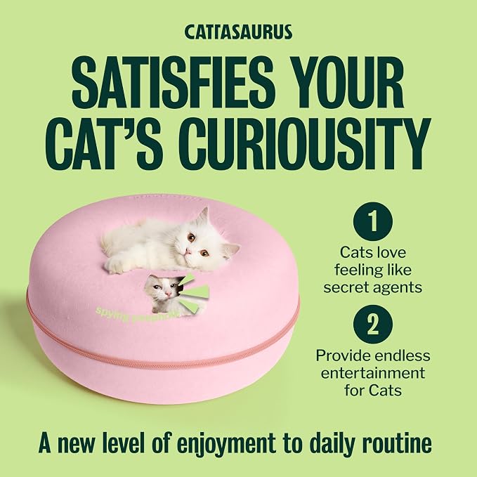 Peekaboo Cat Cave Donut for Multiple & Large Cats up to 30-45 lbs, 3-in-1 Self Warming Cat Bed, Tunnel & Scratcher for Indoor Cats, Washable & Detachable Small Dog Bed (Pink, Large)