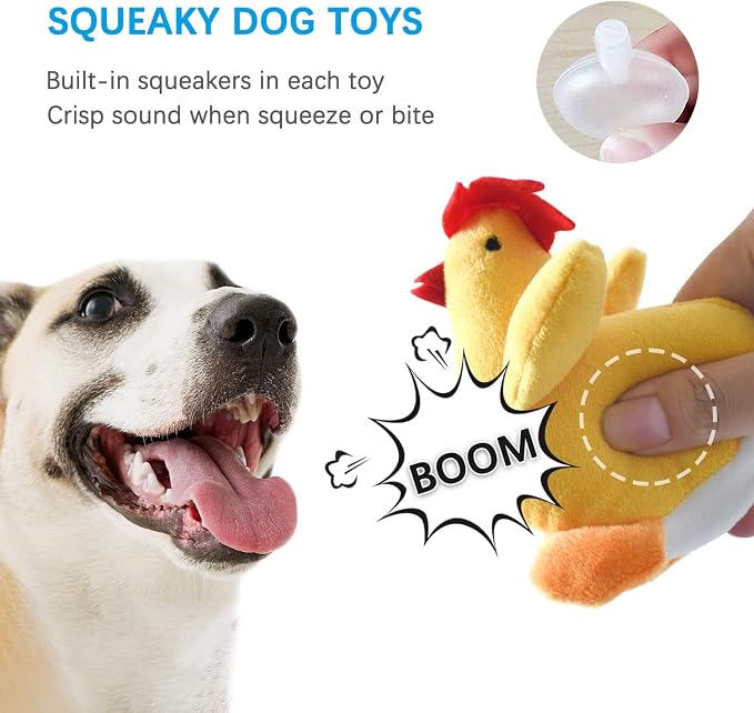 Squeaky Plush Dog Toy 6 Pack for Puppy, Small Stuffed Puppy Chew Dog Toys | Stuffed Animal Puppy Toys, Bulk with Squeakers, Cute Soft Pet Toy for Small Medium Size Dogs