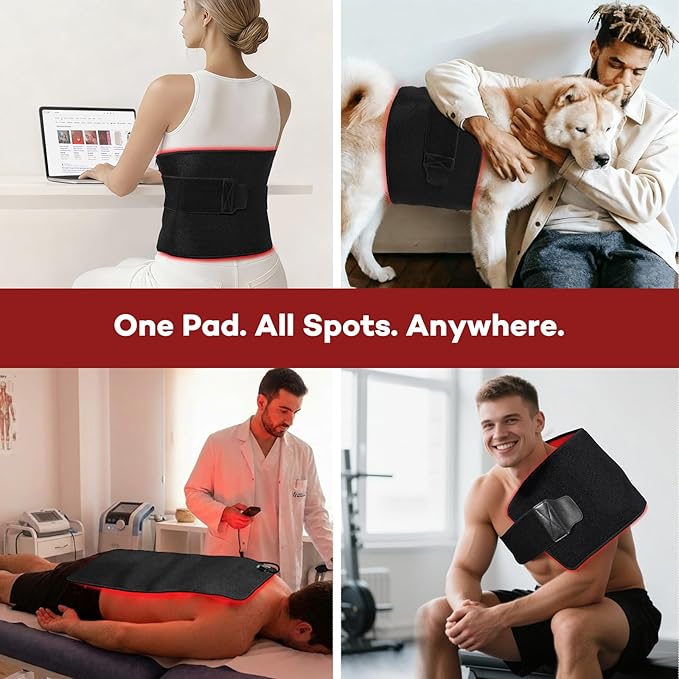 Ezona Red Light Therapy Pad for Body, 24 x 12 inch Large Infrared Light Therapy with 660/ 850nm for Back Pain Relief, High-Output 242 LEDs Light with Remote Control for Shoulder Waist Knee Muscle Pain