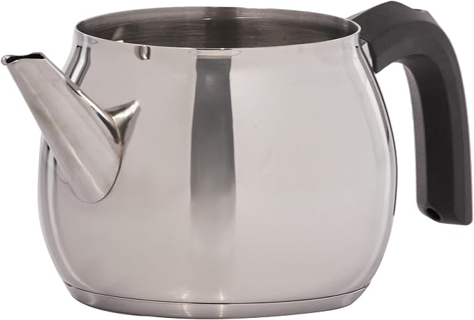 Karaca Belinay Teapot Set Silver Black, Medium Teapot, 18/10 Stainless Steel, Teapot/Lid (1 lt, 2.20 lb), Tea Kettle (1.6 lt, 3.5 lb), Suitable for Induction