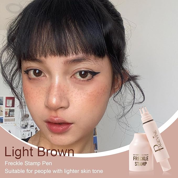Faux Freckle Stamp Pen, Natural and Lifelike Sunkissed Face Freckle Makeup with Fake Freckles Stain Marker Pen Tool, Waterproof and Quick Dry & Long-Lasting, 01 Light