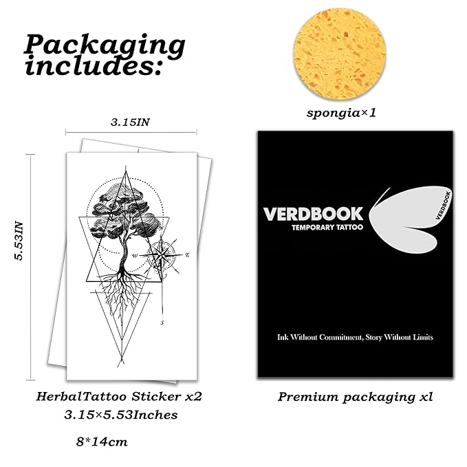 Waterproof Temporary Tattoos: 2-Sheet Tattoo Kit with Realistic Body Stickers, Semi-Permanent Tattoos for Adults Lasting 7-15 Days – Safe for Men & Women, Thunder Halo