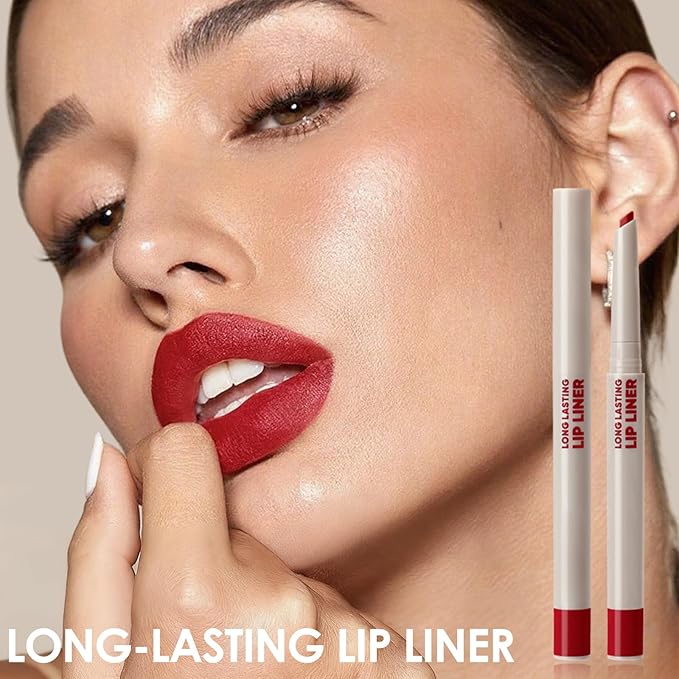 Erinde Long-Lasting Lip Liner Pencil, 2-in-1 Matte Lipliner Pencil for Sculpting & Filling, Rich Color Creamy Waterproof Lip Liner Crayon, Lip Contour Tint, Vegan & Cruelty-Free, 04 Charcoal Black