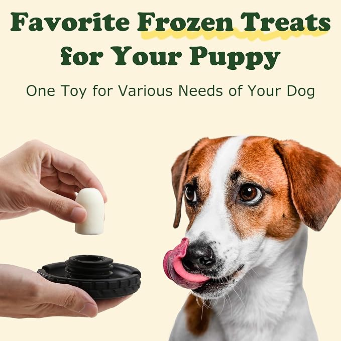3-in-1 Dog Treat Toy for Aggressive Chewer, Natural Rubber Dog Puzzle, Bully Stick Holder, Frozen Treat Dispensing Toy for Small Medium Large Breeds