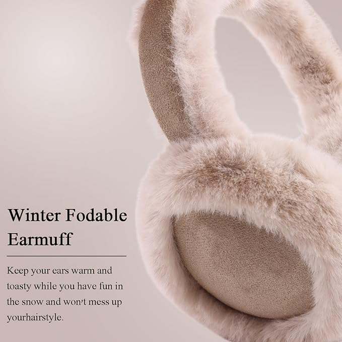 Zsedrut Winter Women Earmuff Foldable Ear Warmer Fluffy Ear Cover Warm Outdoor