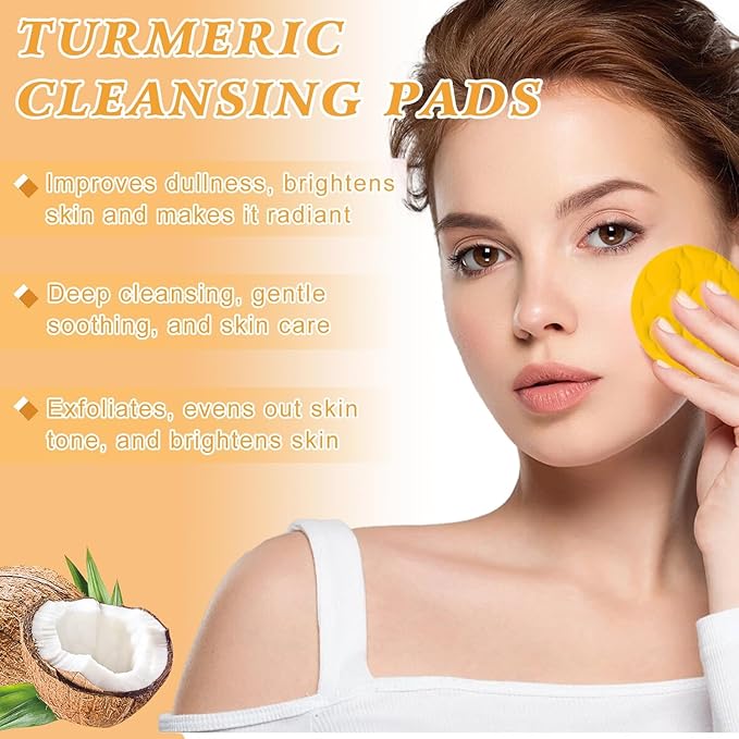 4Pcs Turmeric Wash and Care Three Piece Set,Turmeric Trio: Facial Wash,Cleansing Mousse & Soap for Skin Care,Turmeric Cleansing Exfoliating Pads,Turmeric Face Wash, Natural Skincare for Face & Body