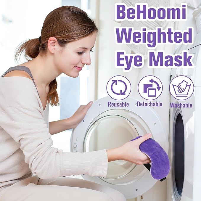 BeHoomi Heated Eye Mask, Weighted Sleep Mask Warm Compress for Eyes, Cooling Eye Mask for Sleeping, Reusable Eye Masks for Home, Office, Hot and Cold for Eye Relaxation, Mothers Day Gifts (Purple)