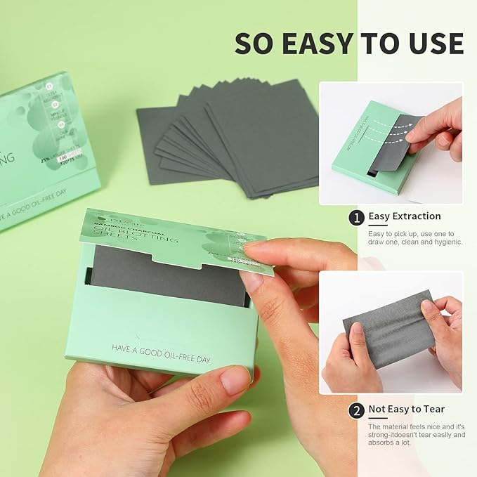 Oil Blotting Sheets for Face, DUcare 100 Counts Green Tea Blotting Paper For Oily Skin, Oil Absorbing Sheets For Face