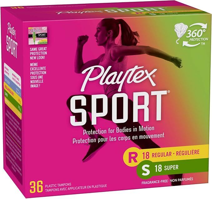 Playtex Sport Tampons with Flex-Fit Technology, Regular and Super Multi-Pack, Unscented - 36 Count