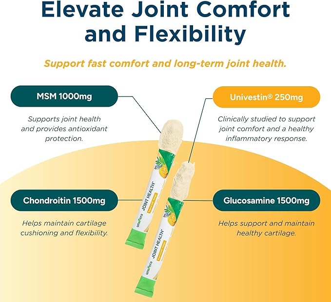 Glucosamine, Chondroitin, MSM and Univestin, All-in-one Joint Support, Easy to Carry, Mango Flavor (30-Day Supply)