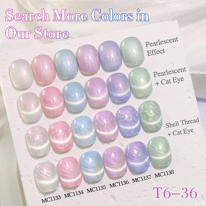 Double Rhythm 15ML Ice Glass Cat Eye Gel Polish with Magnet Holographic Glitter Shimmer Translucent Sheer Color Salon Soak Off Magnetic Nail at Home (Mermaid Purple-MC1136)