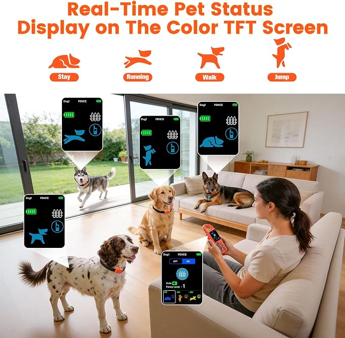 Wireless Dog Fence for 2 Dogs, Wireless Fence System Remote Training Collar