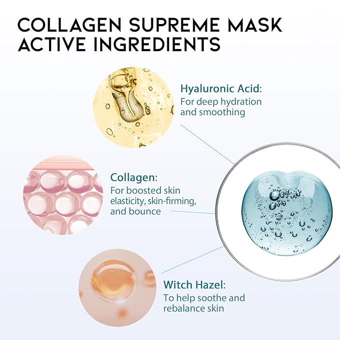 Hydrating Soothing Sheet Masks Gift Set for Skincare, Korean Vegan Sheet Mask for Dry, Sensitive Skin, Calming, Smoothing, Brightening, Collagen, Ceramide, Cica, Hyaluronic Acid 30EA