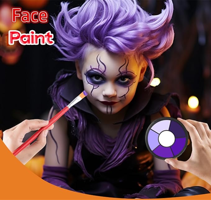 Go Ho 6 Colors Purple Face Body Paint,Cream Water Based Makeup for Halloween Cosplay,Body Paint FX Makeup Palette,Professional Face Paint Purple Makeup