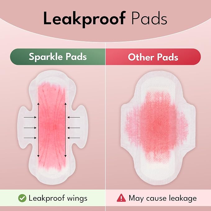 Sparkle Sanitary Pads for Women, Plant-Based Ultra Thin Pads with Wings | Feminine Pads | Organic Pads | Period Pad Softer Than Cotton Pads, Regular Absorbency, Unscented (Regular Pads, 40 Count)