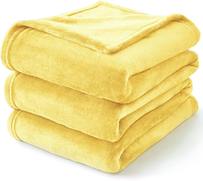 BEDELITE Fleece Blanket Soft Plush Throw for Couch Light Yellow 50"x60" | Ultra Soft Fleece, Plush Microfiber, Lightweight Warmth, All Season Comfort, Fade Resistant, Machine Washable, Couch Sofa Bed