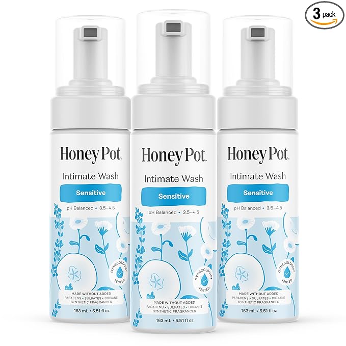 The Honey Pot Company - Feminine Wash - Sensitive - pH Balanced, Herbal Infused Plant-Based Feminine Care for Sensitive Skin - Daily Intimate Cleanser for Women - 5.51 Fl Oz (Pack of 3)