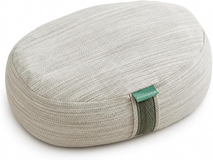 Avocado Organic Yoga Meditation Pillow, GOTS Certified Organic Cotton Cover, Natural Buckwheat Fill