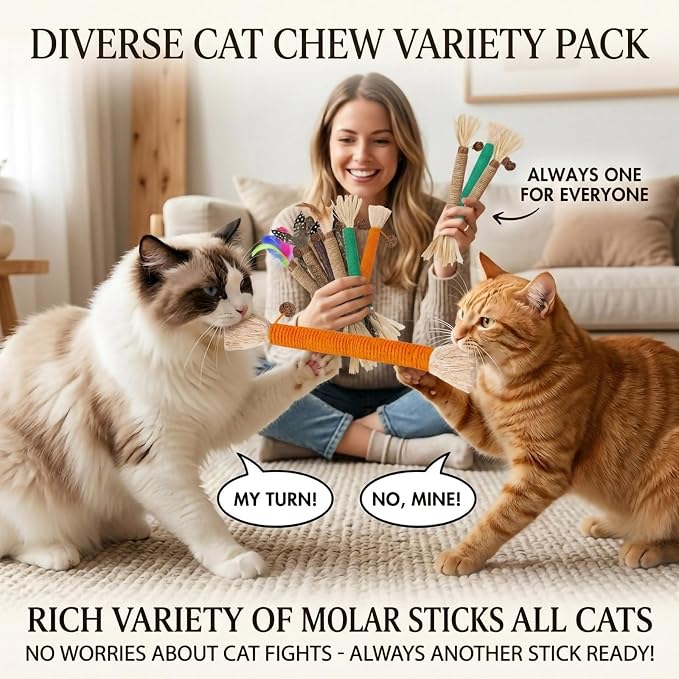 21 Pack Silvervine Cat Chew Sticks - Natural Kitten Toy for Cats
