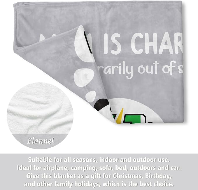 Craftique Mom Birthday Gifts, Funny Gifts for Mom- Mom's Charging Blanket | Mom Gifts for Women from Daughter Son Husband, Super Soft Blanket Throw for Napping Travel, 80”×60”