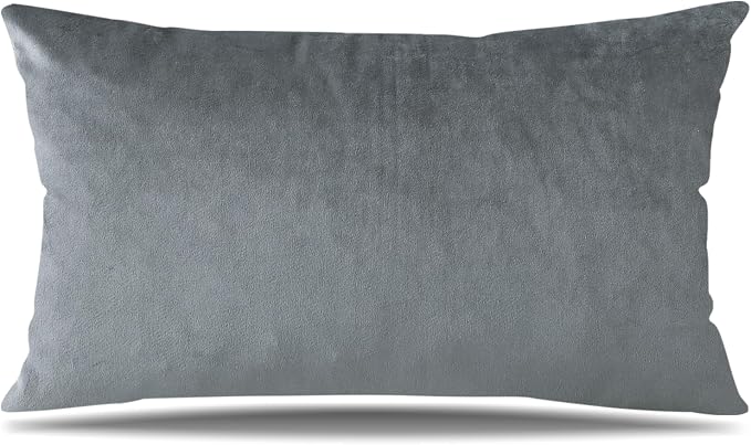 Artscope Luxury Velvet Pillow Covers Decorative Rectangle Pillowcases Soft Solid Cushion Cases for Couch Sofa Bedroom Car Decor 16x24 Inch Graphite Grey