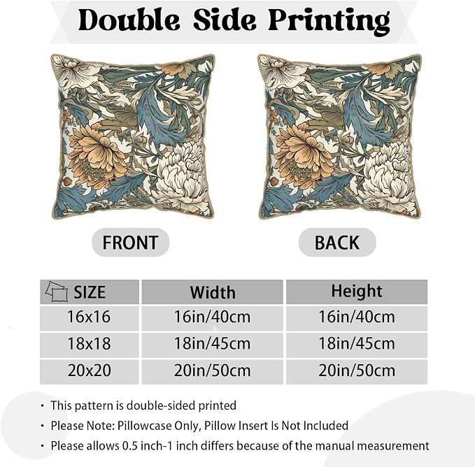 KSLIDS Vintage Flowers Soft Velvet Throw Pillow Covers Set of 2 Floral Plant Leaves Decorative Pillow Covers 20x20 Inch Yellow White Flowers Pillow Case for Sofa Couch Bedroom Farmhouse Home Decor
