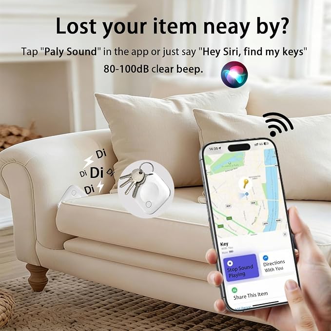 Bluetooth Tracker Tags 2 Pack [MFi Certified] for Apple Find My (iOS Only) | Smart Item Finders Air Global Tracking Tags Replaceable Battery Key Track for Bags Kids Luggage Dogs Backpack Pets Waterproof