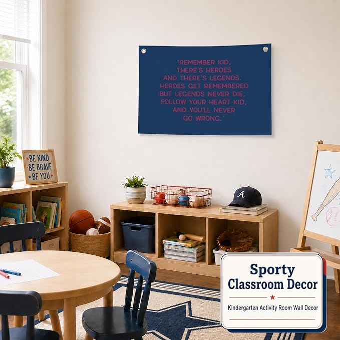 Vintage Baseball Wall Decor for Boys Room, Inspirational Sports Quote Canvas Banner, Retro Baseball Nursery Wall Art for Bedroom Playroom,Baby Shower Gifts,30x20 Inch(Blue)