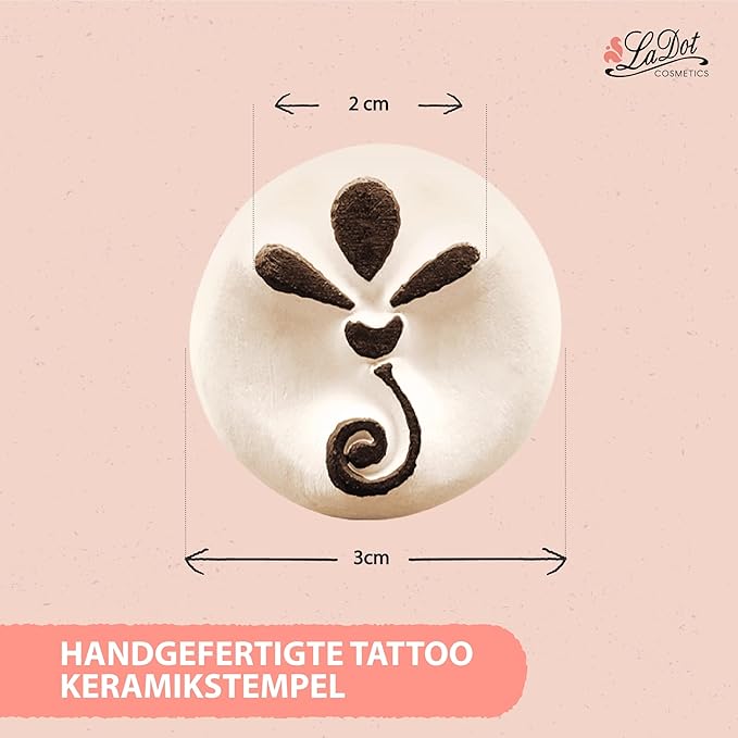 LaDot Temporary Tattoo Stamp– Easy-to-Use Reusable Ceramic Skin Stamp for Creating Custom Temporary Tattoos – Fun Body Art Tool for Parties, Events, and Festivals (Branch, Small)