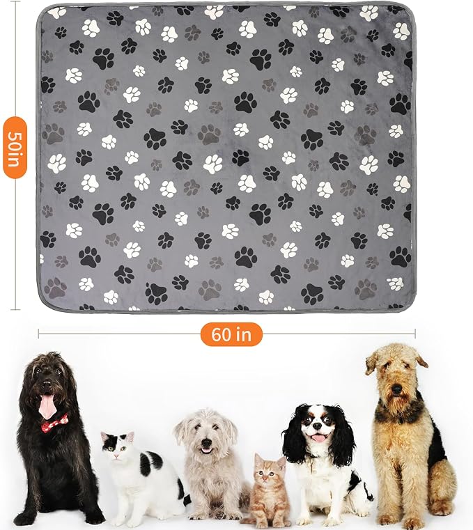Waterproof Dog Blankets for Large Dogs 50"x60" Dark Grey | Soft Fluffy Pet Blanket for Couch Sofa Car Crate, Bed Furniture Protector, Reversible Sherpa Fleece Dog Blanket Washable