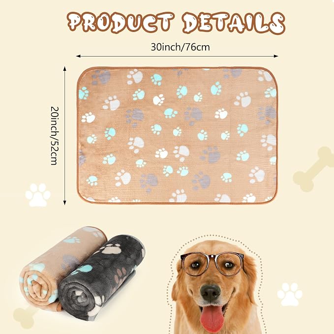 YUEPET 2 Pack Waterproof Dog Blankets, Washable Puppy Blankets 30 x 20 in | Grey and Coffee Pair, Reversible Soft Fleece Throw, Mylar Heat-Reflective Layer, Bed Sofa and Car Use, Small Dogs and Cats