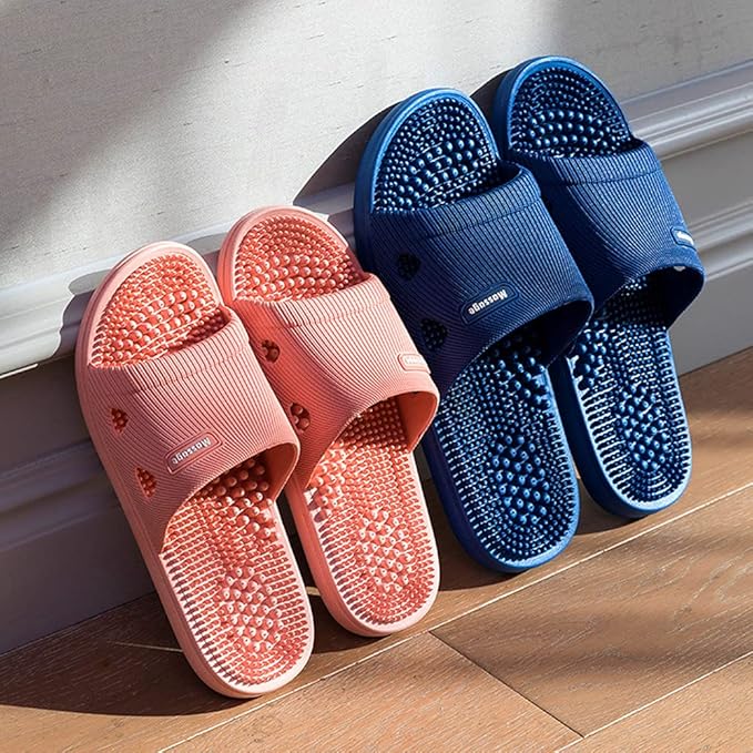 Acupressure Massage Slippers for Plantar Fasciitis for Women Acupuncture Slippers Arthritis Neuropathy Pain Relief Non-Slip Massage Sandals Womens Stress Relief Gifts for Bath (US Women 7.5-8, Pink)