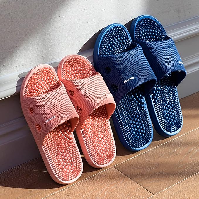 Acupressure Massage Slippers for Plantar Fasciitis for Women Acupuncture Slippers Arthritis Neuropathy Pain Relief Non-Slip Massage Sandals Womens Stress Relief Gifts for Bath (US Women 5.5-6, Pink)