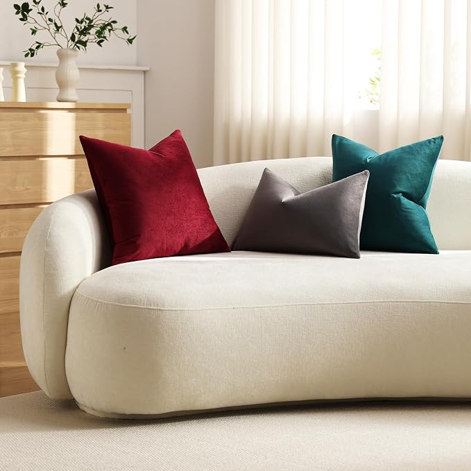 Throw Pillow Covers 18x18 Teal: Pack of 2 Cozy Soft Velvet Square Modern Luxury Decorative Throw Pillow Cases for Sofa Couch Living Room Bed Home Decor