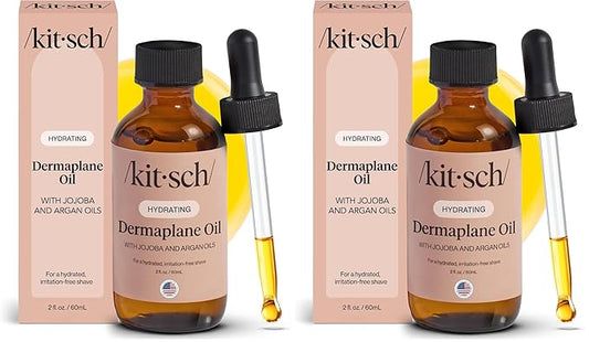 Kitsch Dermaplane Face Oil with Jojoba & Argan Oil – Hydrating Facial Formula for Dermaplaning Tool, Gua Sha & Razor Use – Irritation-Free Shave Oil for Soft, Radiant Skin – 2oz (Pack of 2)