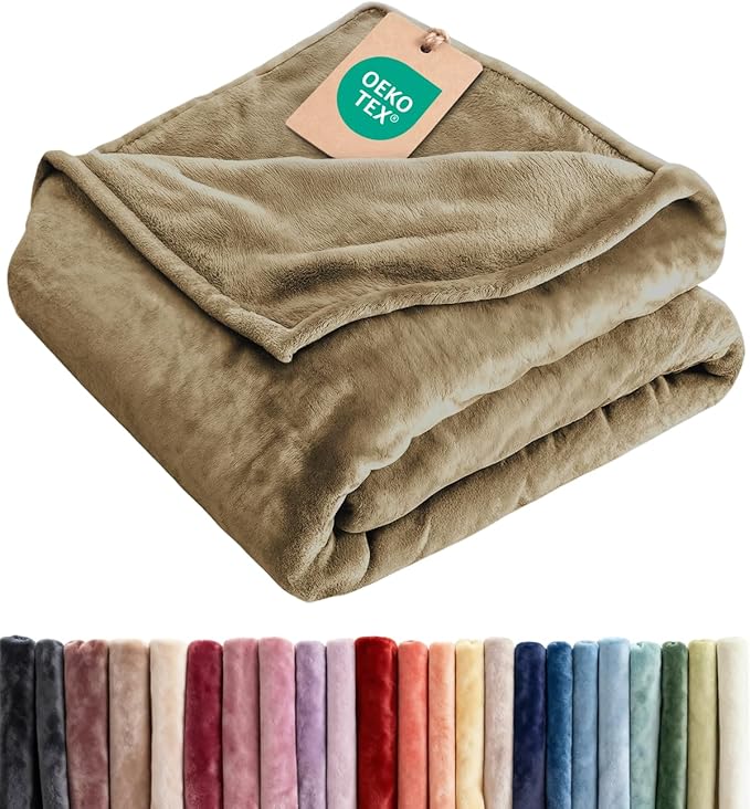 Fleece Blanket Twin Size - Ultra-Soft Warm Flannel Fleece Blanket - Camel | Soft, Warm, Outdoor Picnic Blanket for Camping, Travel, Lightweight, Cozy, Anti-Static, Home Decor Gifts for Men & Women