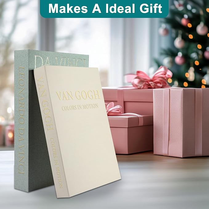 SUPERNIGHT Aesthetic Decorative Books for Home Decor, Set of 2 Linen Boxs | Storage Boxes for Living Room, Office, Coffee Table Decor, Elegant Fake/Faux Books, Hide Photo, Keepsake
