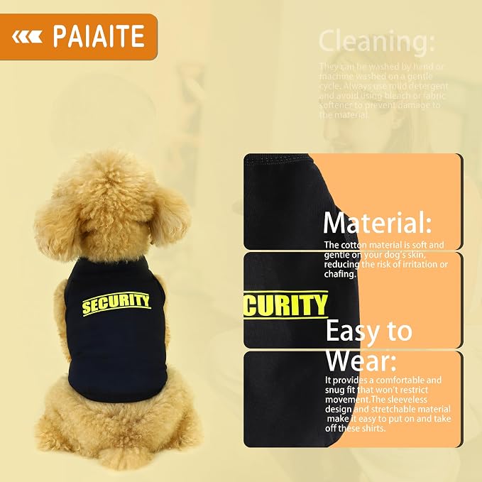 Discover Cozy Cotton Canine Wear: Soft, Lightweight, and Breathable Dog Shirt Vest with Eye-Catching Graphics(Security), Keeping Your Furry Friend Warm and Comfy! Blue 3XL
