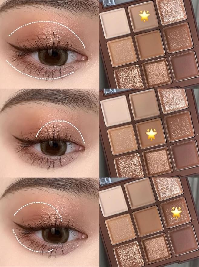 Kayswang 9 Colors Glitter Eyeshadow Makeup Palette, Eye Shadow Powder，Matte High Pigmented Colorful,Creamy Texture, Long LastingEyeshadow Powder Cosmetics,Natural Waterproof (06#)