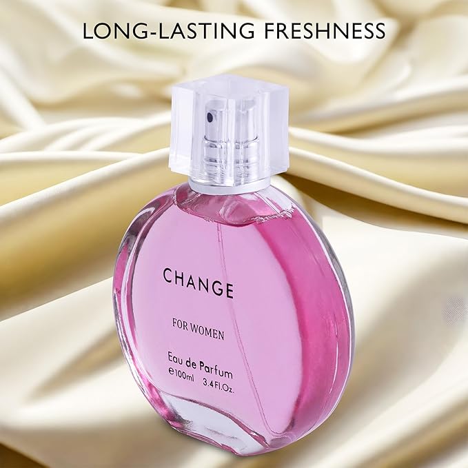 Change Eau De Parfum for Women - Spicy pink pepper on Top Pairing Floral Heart Notes of Jasmine & Iris - Suitable for Casual Wear - Mild & Paraben Free - Elegant 100ml Bottle Packaged in a Box