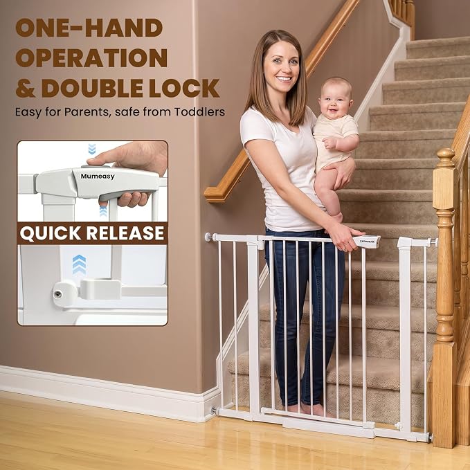 Mumeasy 36" Extra Tall Dog Gate,29.7"-40.5" Baby Gate for Stairs & Doorways