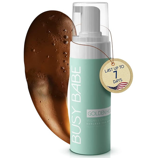 Golder Hour Tanning Mousse Self Tanner - Achieve a Gorgeous, Flawless Tan, Sun-Kissed Glow for All Skin Types and Tones, Sunless Tanning Mousse for Undertone (DARK BRONZE 200ml)